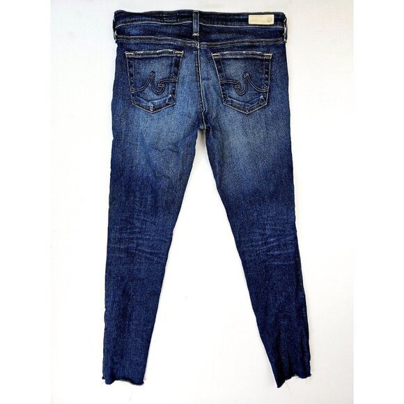 AG Adriano Goldschmied Size 27X29 The Legging Ankle Super Skinny Blue Raw Hem - Picture 1 of 12